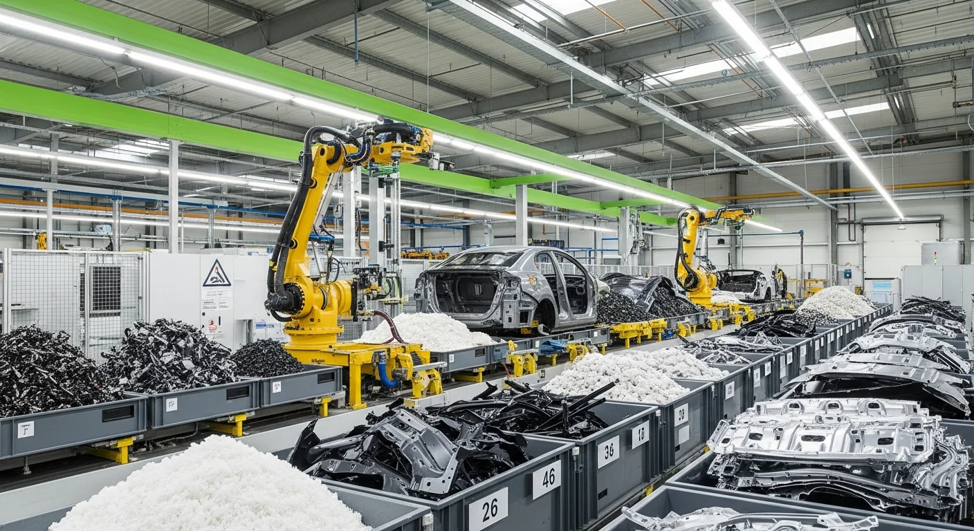 Centre VHU européen moderne avec flux triés de plastique acier et aluminium